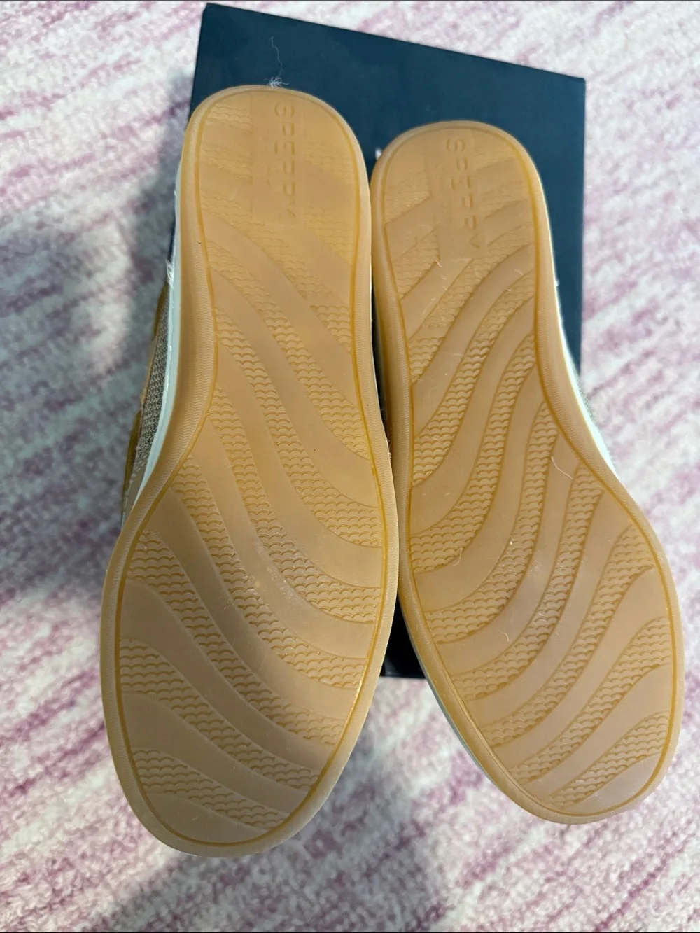 Sperry Kids Tan and White Deck Shoes with Brown Laces